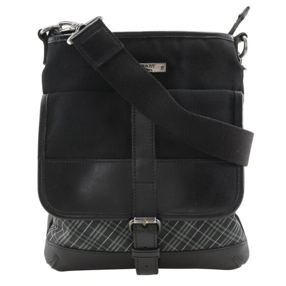 BURBERRY BLACK LABEL check Shoulder Bag black Nylon canvas mens - Picture 1 of 12